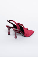 Γόβες μυτερές slingback από velvet ύφασμα TFP - Burgundy - thefashionproject.gr - TFP