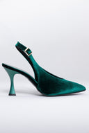 Γόβες μυτερές slingback από velvet ύφασμα TFP - Κυπαρισσί - thefashionproject.gr - TFP
