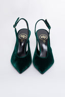 Γόβες μυτερές slingback από velvet ύφασμα TFP - Κυπαρισσί - thefashionproject.gr - TFP