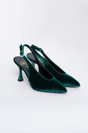 Γόβες μυτερές slingback από velvet ύφασμα TFP - Κυπαρισσί - thefashionproject.gr - TFP