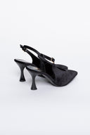 Γόβες μυτερές slingback από velvet ύφασμα TFP - Μαύρο - thefashionproject.gr - TFP