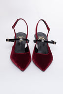 Γόβες μυτερές slingback από ύφασμα velvet TFP - Burgundy - thefashionproject.gr - TFP