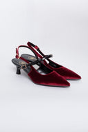 Γόβες μυτερές slingback από ύφασμα velvet TFP - Burgundy - thefashionproject.gr - TFP