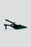 Γόβες μυτερές slingback από ύφασμα velvet TFP - Κυπαρισσί - thefashionproject.gr - TFP