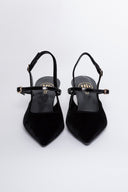 Γόβες μυτερές slingback από ύφασμα velvet TFP - Μαύρο - thefashionproject.gr - TFP