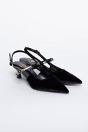 Γόβες μυτερές slingback από ύφασμα velvet TFP - Μαύρο - thefashionproject.gr - TFP