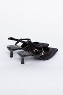 Γόβες μυτερές slingback από ύφασμα velvet TFP - Μαύρο - thefashionproject.gr - TFP