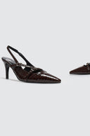 Γόβες μυτερές slingback λουστρίνι TFP - Burgundy - thefashionproject.gr - TFP