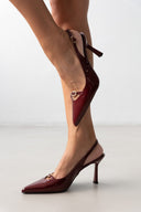 Γόβες μυτερές slingback λουστρίνι TFP - Burgundy - thefashionproject.gr - TFP