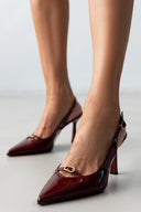 Γόβες μυτερές slingback λουστρίνι TFP - Burgundy - thefashionproject.gr - TFP