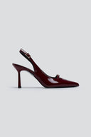 Γόβες μυτερές slingback λουστρίνι TFP - Burgundy - thefashionproject.gr - TFP