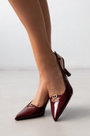 Γόβες μυτερές slingback λουστρίνι TFP - Burgundy - thefashionproject.gr - TFP