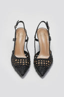 Γόβες μυτερές slingback με πλεκτό σχέδιο ERYNN - Μαύρο - thefashionproject.gr - ERYNN