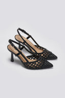 Γόβες μυτερές slingback με πλεκτό σχέδιο ERYNN - Μαύρο - thefashionproject.gr - ERYNN