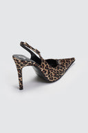 Γόβες μυτερές slingback σατέν TFP - Leopard - thefashionproject.gr - TFP
