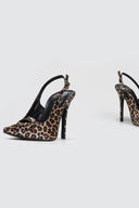 Γόβες μυτερές slingback σατέν TFP - Leopard - thefashionproject.gr - TFP