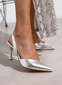 Γόβες μυτερές slingback TFP - Ασημί - thefashionproject.gr - TFP