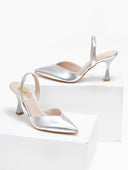 Γόβες μυτερές slingback TFP - Ασημί - thefashionproject.gr - TFP