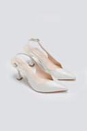 Γόβες μυτερές slingback TFP - Λευκό Πέρλα - thefashionproject.gr - TFP