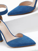 Γόβες μυτερές τζιν με μπαρέτα TFP - Μπλε jean - thefashionproject.gr - TFP