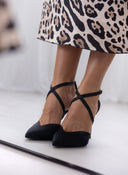Γόβες σατέν με crossover λουράκια TFP - Μαύρο - thefashionproject.gr - TFP