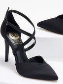 Γόβες σατέν με crossover λουράκια TFP - Μαύρο - thefashionproject.gr - TFP