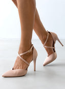 Γόβες σατέν με crossover λουράκια TFP - Nude - thefashionproject.gr - TFP