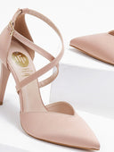 Γόβες σατέν με crossover λουράκια TFP - Nude - thefashionproject.gr - TFP