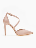 Γόβες σατέν με crossover λουράκια TFP - Nude - thefashionproject.gr - TFP