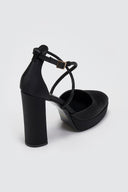 Γόβες σατέν με φιάπα και στρας TFP - Μαύρο - thefashionproject.gr - TFP