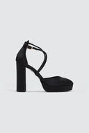 Γόβες σατέν με φιάπα και στρας TFP - Μαύρο - thefashionproject.gr - TFP