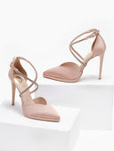 Γόβες σατέν με στρας TFP - Nude - thefashionproject.gr - TFP