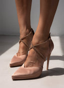 Γόβες σατέν με στρας TFP - Nude - thefashionproject.gr - TFP