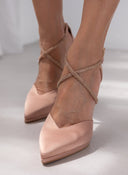 Γόβες σατέν με στρας TFP - Nude - thefashionproject.gr - TFP