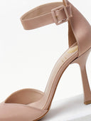 Γόβες σατέν μυτερές με μπαρέτα TFP - Nude - thefashionproject.gr - TFP