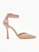 Γόβες σατέν μυτερές με μπαρέτα TFP - Nude - thefashionproject.gr - TFP