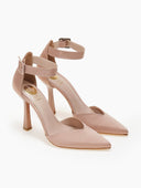 Γόβες σατέν μυτερές με μπαρέτα TFP - Nude - thefashionproject.gr - TFP