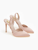 Γόβες σατέν μυτερές slingback TFP - Nude - thefashionproject.gr - TFP
