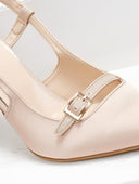Γόβες σατέν μυτερές TFP - Nude - thefashionproject.gr - TFP
