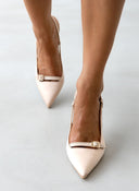 Γόβες σατέν μυτερές TFP - Nude - thefashionproject.gr - TFP