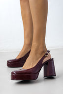Γόβες Slingback λουστρίνι με ανοιχτή φτέρνα tfp - Burgundy - thefashionproject.gr - TFP