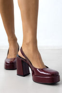 Γόβες Slingback λουστρίνι με ανοιχτή φτέρνα tfp - Burgundy - thefashionproject.gr - TFP