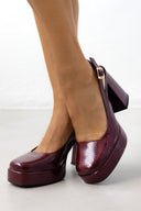 Γόβες Slingback λουστρίνι με ανοιχτή φτέρνα tfp - Burgundy - thefashionproject.gr - TFP
