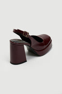 Γόβες Slingback λουστρίνι με ανοιχτή φτέρνα tfp - Burgundy - thefashionproject.gr - TFP