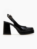 Γόβες Slingback λουστρίνι με ανοιχτή φτέρνα tfp - Μαύρο - thefashionproject.gr - TFP