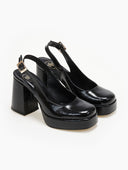 Γόβες Slingback λουστρίνι με ανοιχτή φτέρνα tfp - Μαύρο - thefashionproject.gr - TFP