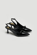 Γόβες slingback λουστρίνι με print TFP - Μαύρο - thefashionproject.gr - TFP