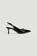 Γόβες slingback λουστρίνι με print TFP - Μαύρο - thefashionproject.gr - TFP