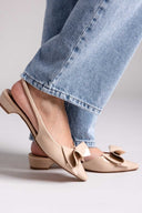 Γόβες slingback με ιδιαίτερο φιόγκο CORINA - Μπεζ - thefashionproject.gr - CORINA