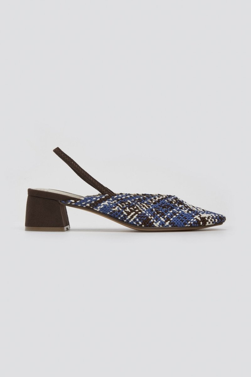 Γόβες slingback με πλεκτό σχέδιο CORINA - Μπλε - thefashionproject.gr - CORINA